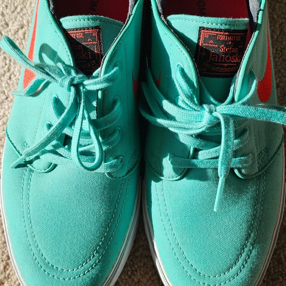 Nike SB Zoom Janoski Skate Shoes - Teal & Orange - Mens 11 - Picture 3 of 6